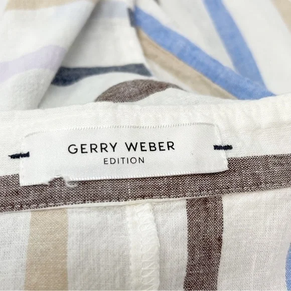 GERRY WEBER EDITION Women’s White Multi Stripe Side Button Lagenlook Shirt Med - Picture 6 of 6